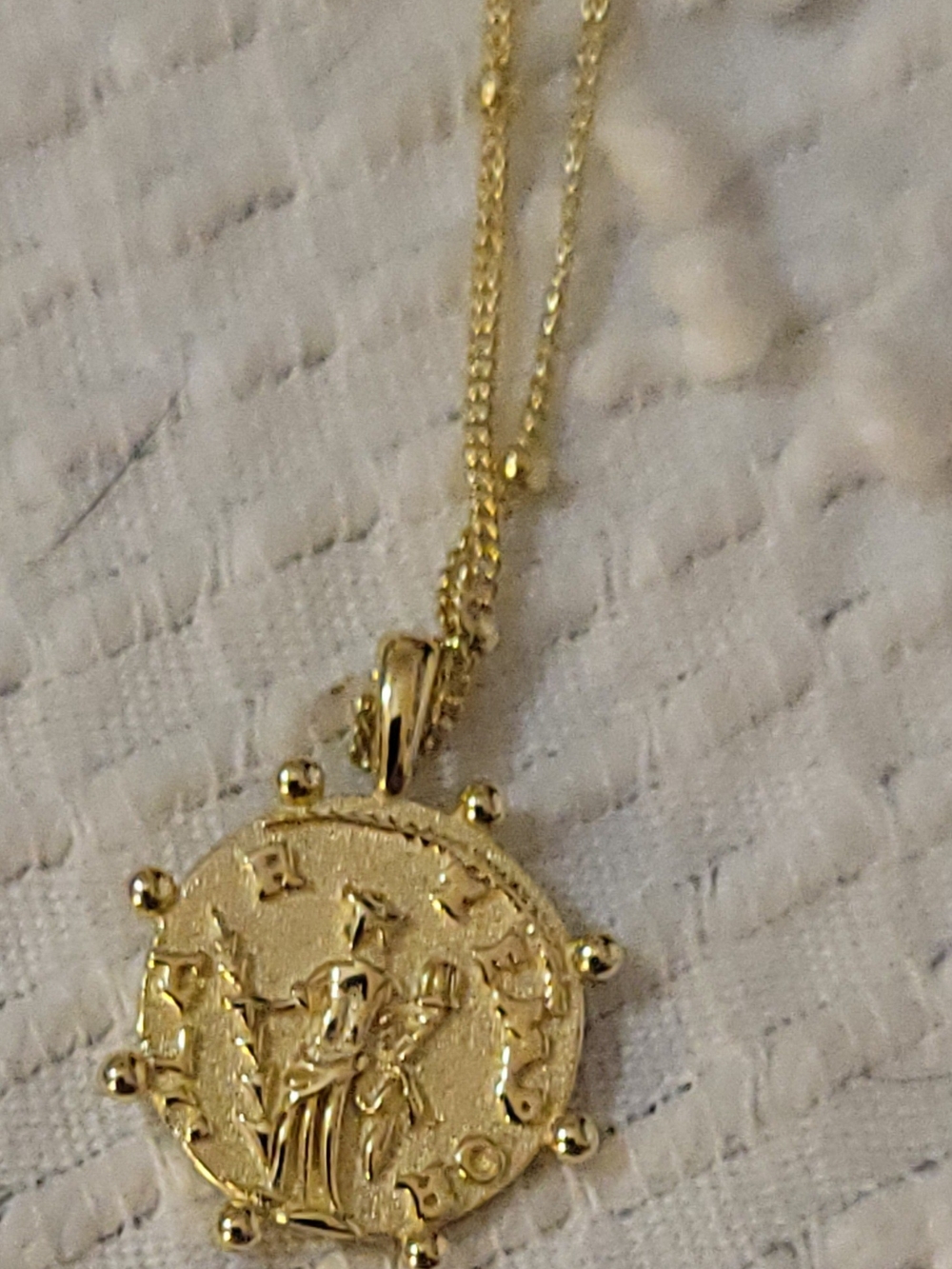 VERMEil 925 Sterling Silver Necklace With Roman Style Pendant & 18" In Length